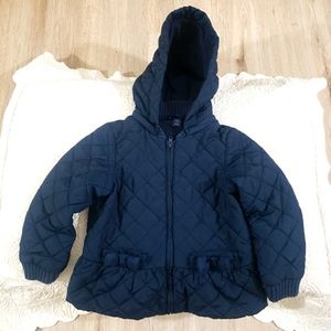 Kids navy blue quilted design jacket with Hood